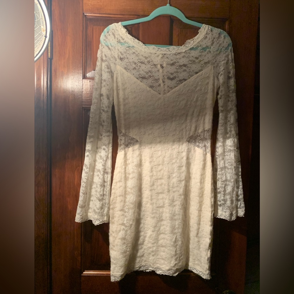 NWT FREE PEOPLE Lovely in Lace Bodycon Dress Cream - M - Picture 4 of 10